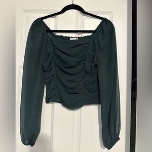 Green Ruched Women's Top